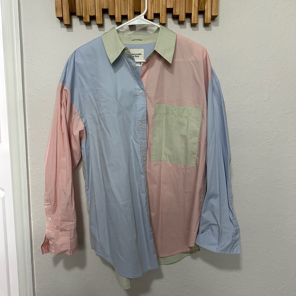 Oversized Color Block Button-Down